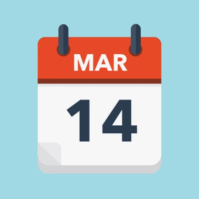 Calendar icon showing 14th March