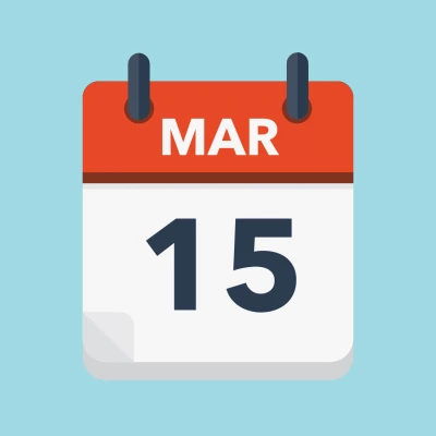 Calendar icon showing 15th March