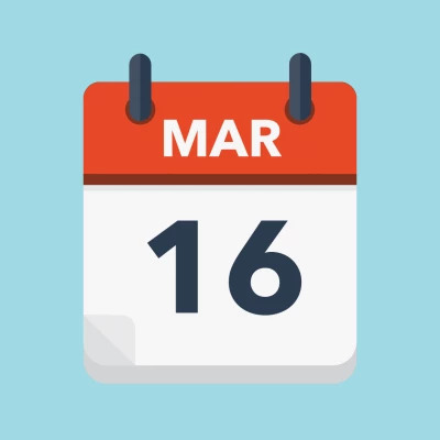 Calendar icon showing 16th March